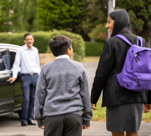 Resolving child custody conflicts - children walking to car