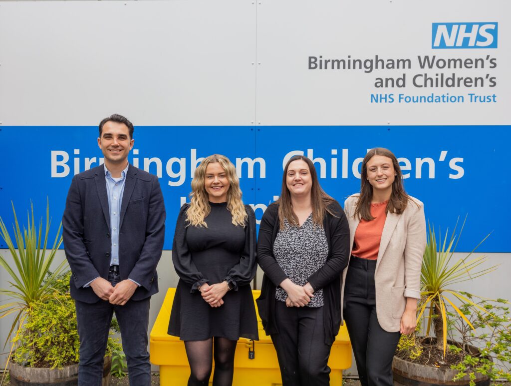 Birmingham Childrens Hospital Charity Photo, Courtney Litwinko Smith, Michael Kokkinoftas, Ellie Bryan and Katie Harris